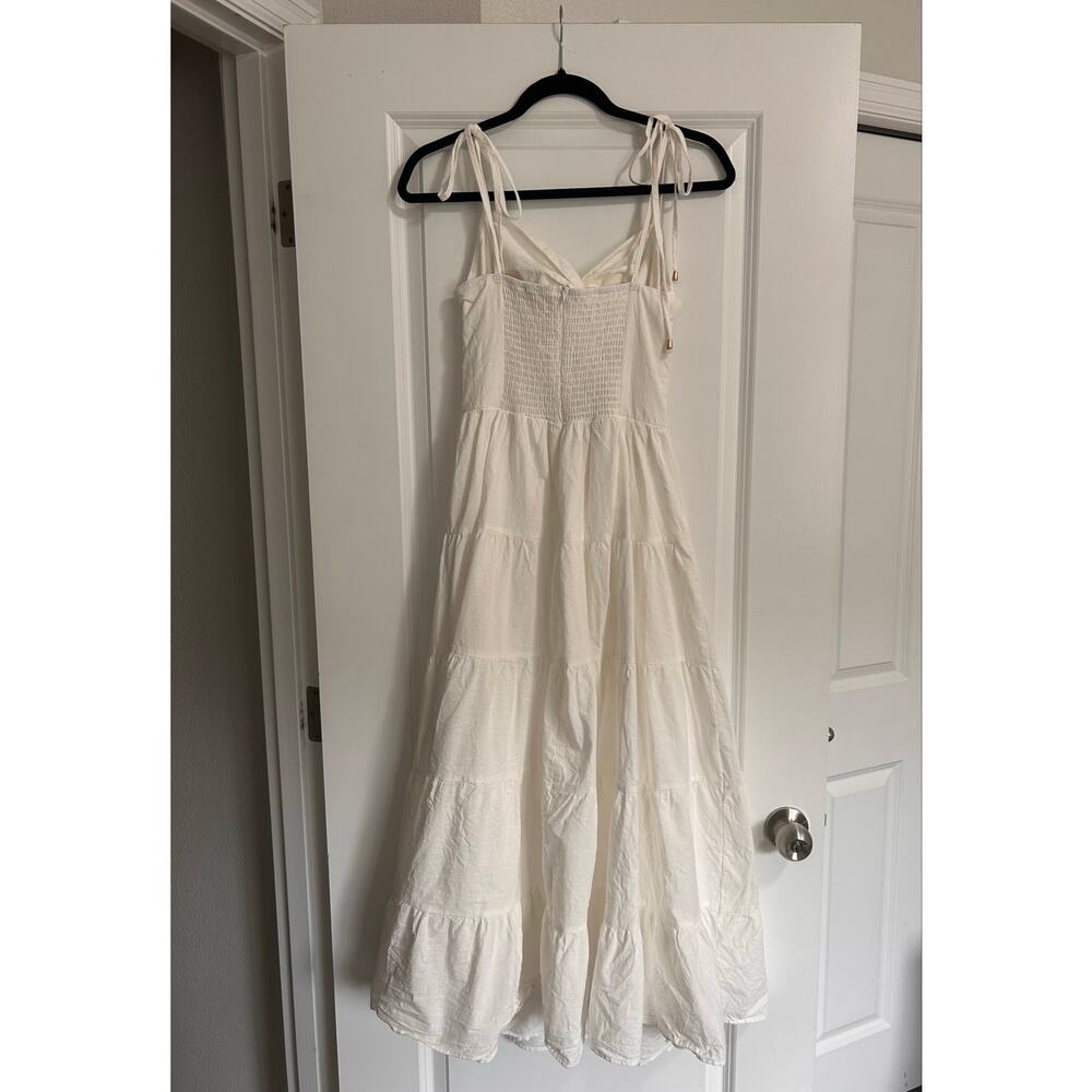 New Showpo Leticia Midi Dress Twist Front Tie Strap Tiered Dress Size Medium - Picture 8 of 12